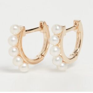 EF Collection 14k yellow gold and pearl huggies